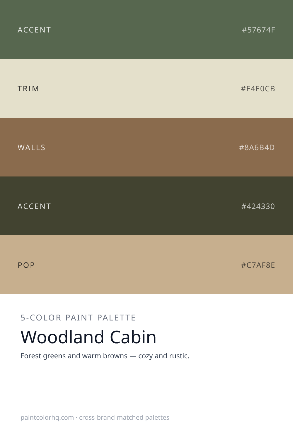 Woodland Cabin 5-color paint palette