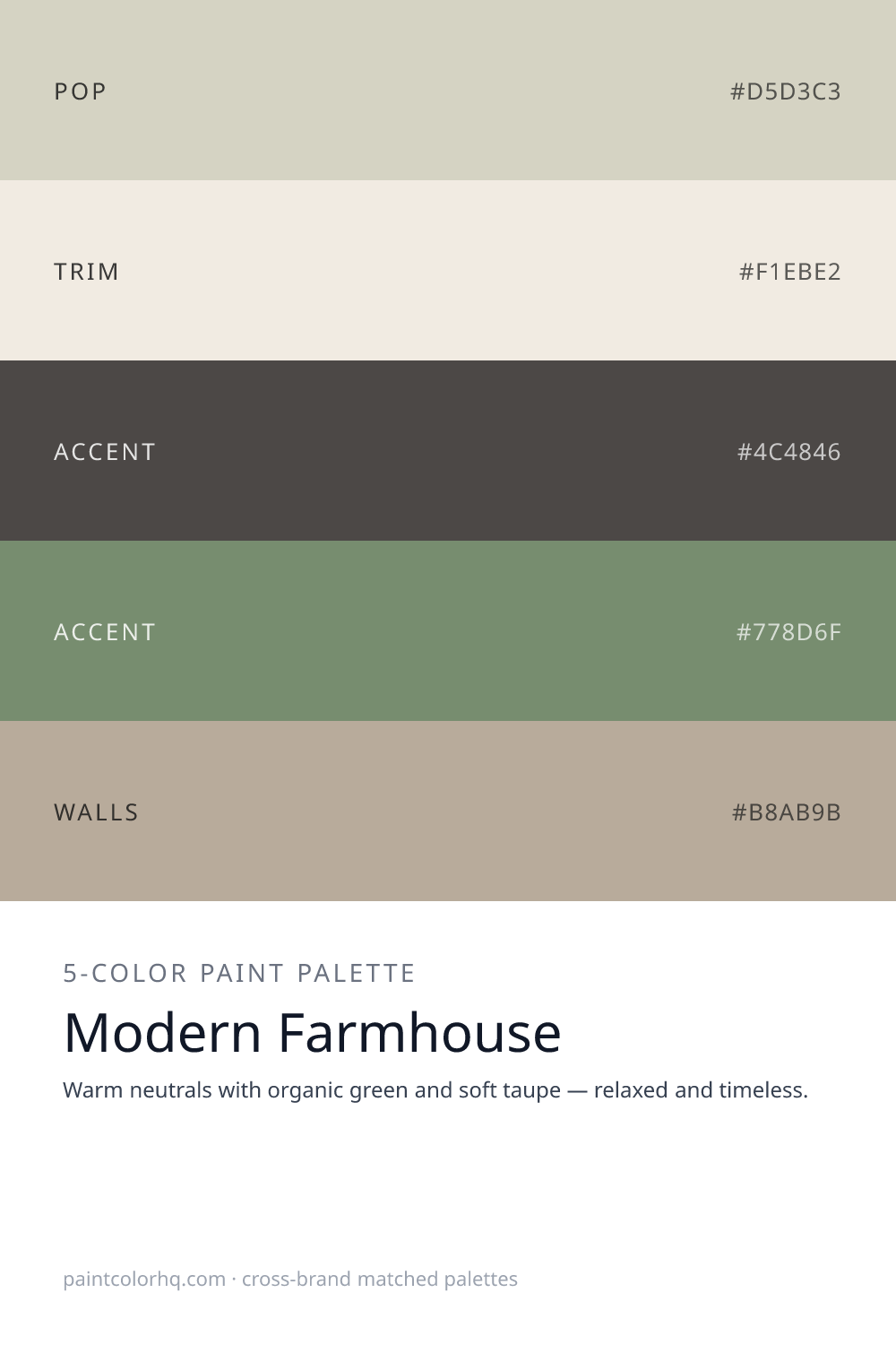 Modern Farmhouse 5-color paint palette