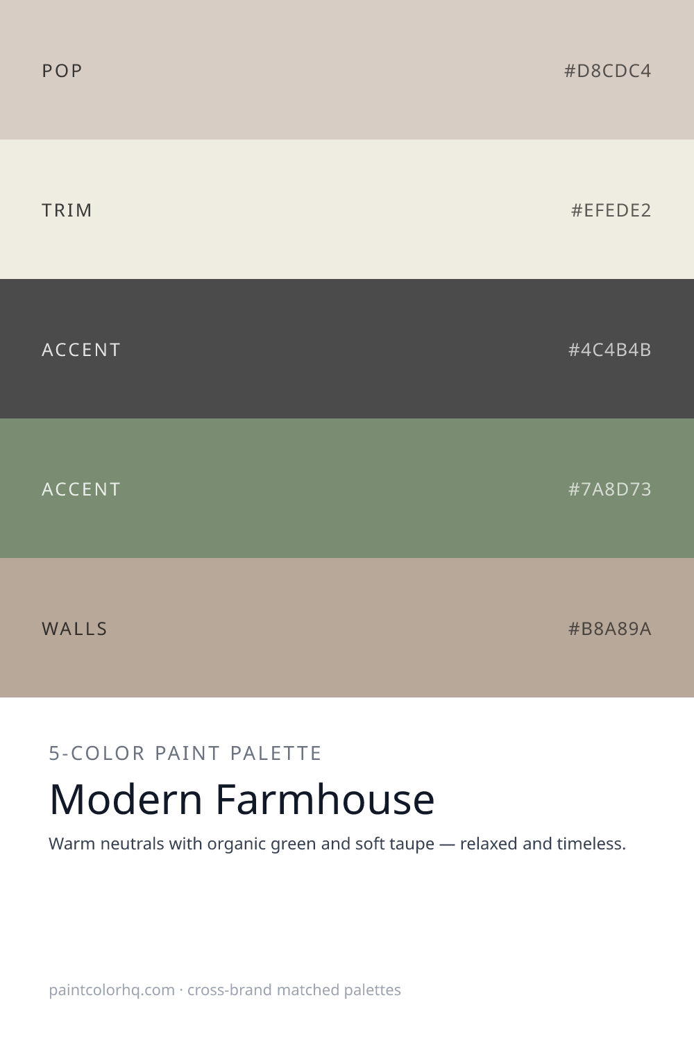 Modern Farmhouse 5-color paint palette