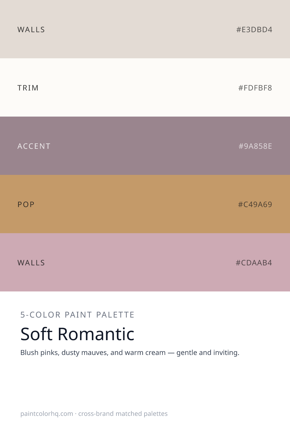 Soft Romantic 5-color paint palette