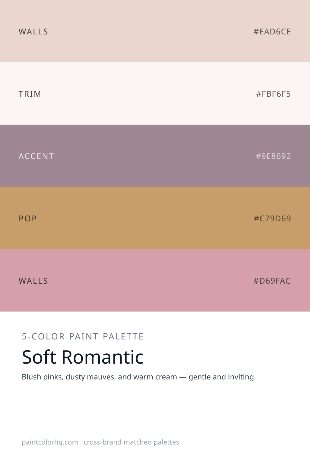 Soft Romantic 5-color paint palette