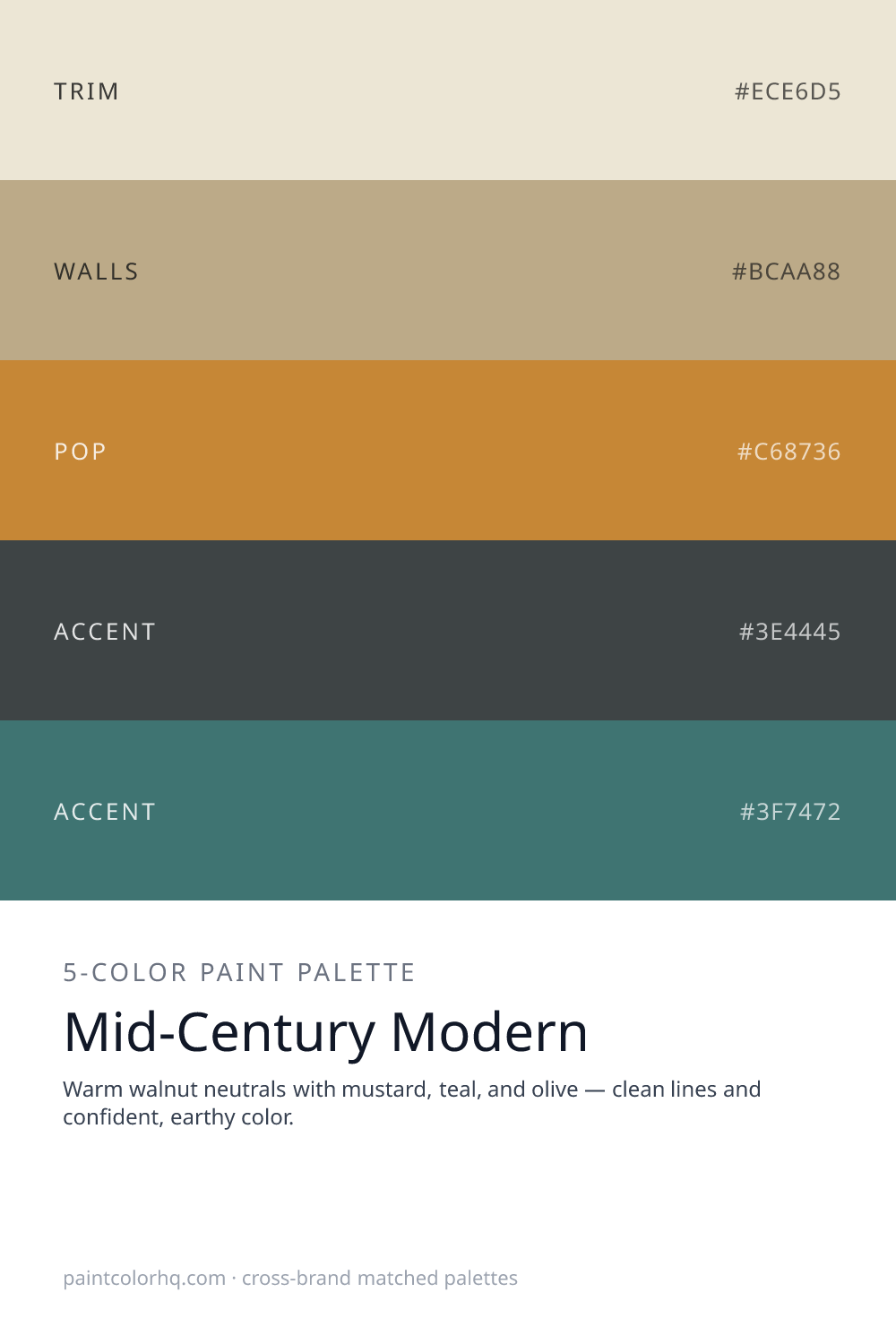 Mid-Century Modern 5-color paint palette