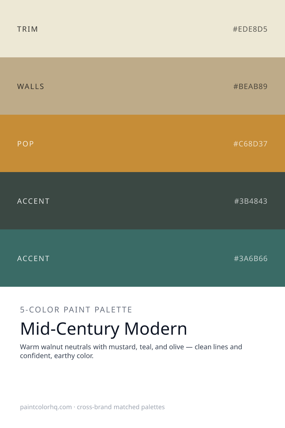 Mid-Century Modern 5-color paint palette