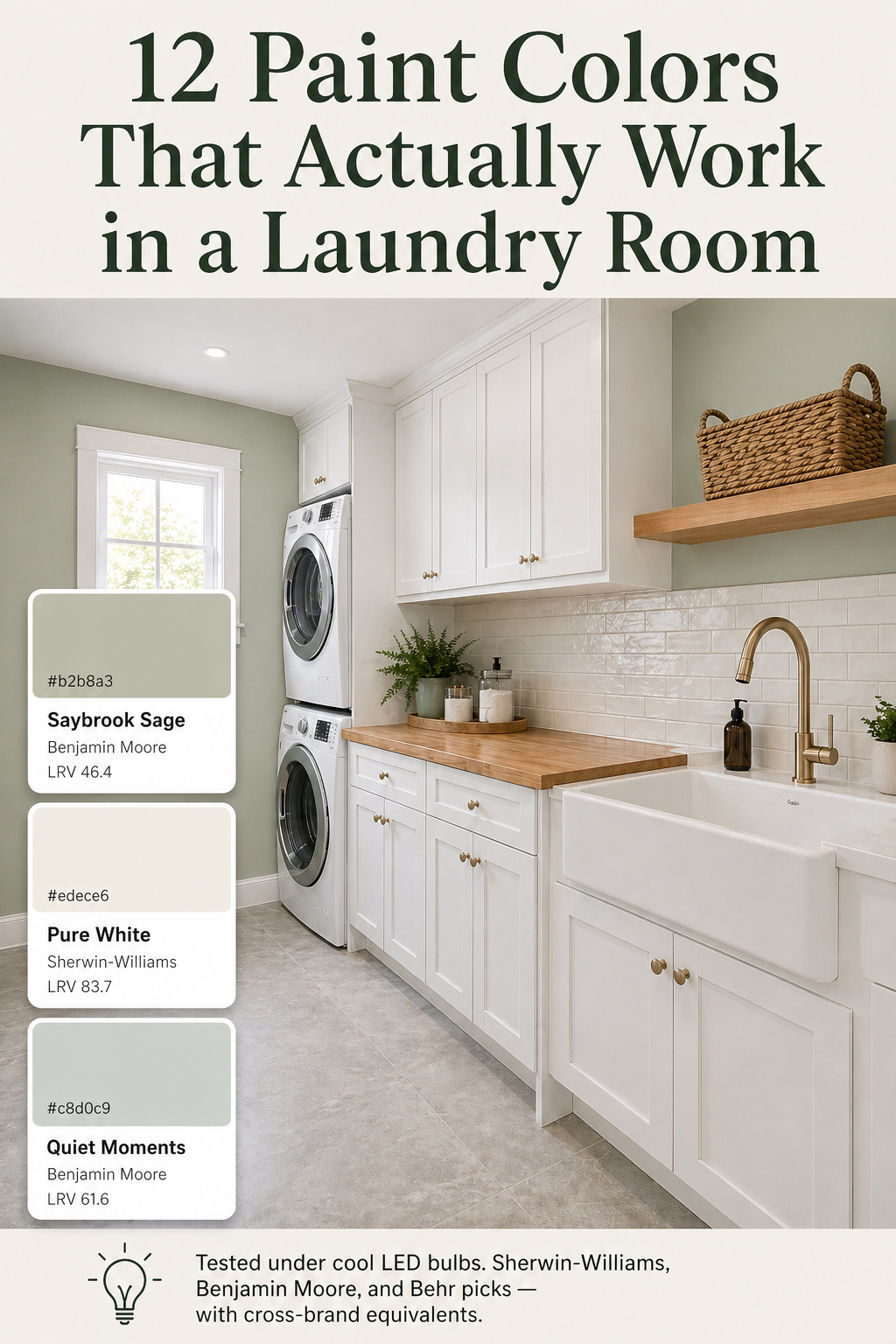 The Best Paint Colors for Laundry Rooms (12 Picks That Actually Work Under Cool LEDs)