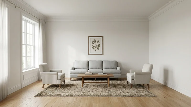 Living room with Aged Cedar Shake walls, a tonal shift accent wall and digital white trim